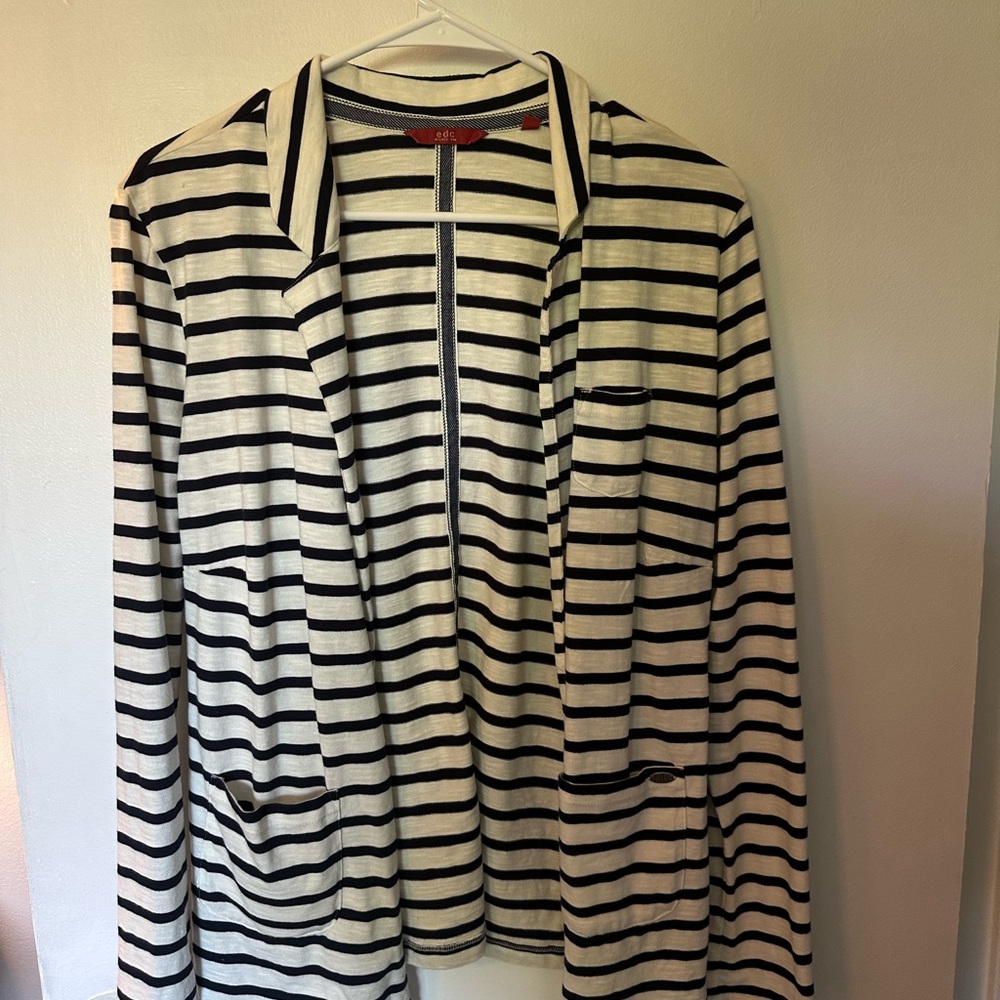 DC edc Striped Open-Front Cardigan - Navy & Cream